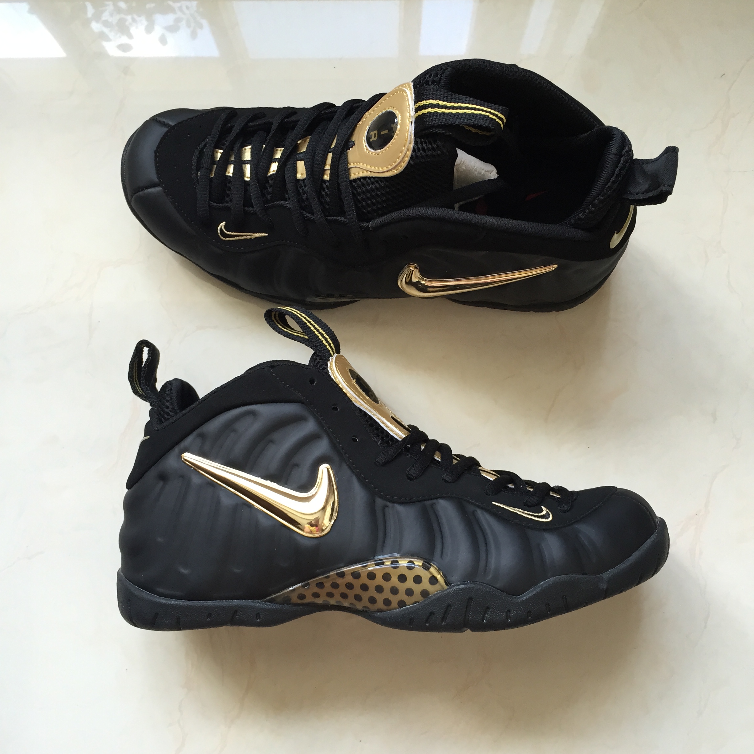 New Nike Air Foamposite Pro Black Gold Shoes